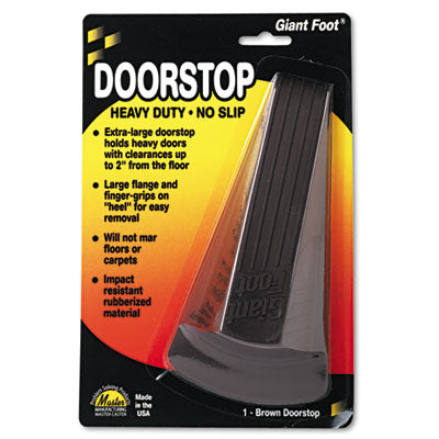 MASTER CASTER COMPANY Giant Foot Doorstop, No-Slip Rubber Wedge, 3.5w x 6.75d x 2h, Brown - OrdermeInc