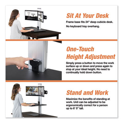 High Rise Electric Dual Monitor Standing Desk Workstation, 28" x 23" x 20.25", Black/Aluminum OrdermeInc OrdermeInc