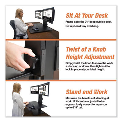 High Rise Dual Monitor Standing Desk Workstation, 28" x 23" x 10.5" to 15.5", Black OrdermeInc OrdermeInc
