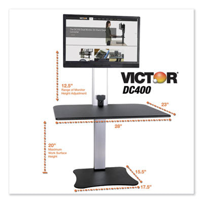 High Rise Electric Standing Desk Workstation, Single Monitor, 28" x 23" x 20.25", Black/Aluminum, Ships in 1-3 Business Days OrdermeInc OrdermeInc