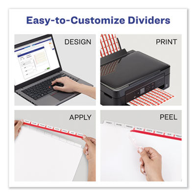 Print and Apply Index Maker Clear Label Dividers, 8-Tab, Color Tabs, 11 x 8.5, White, Contemporary Color Tabs, 5 Sets OrdermeInc OrdermeInc