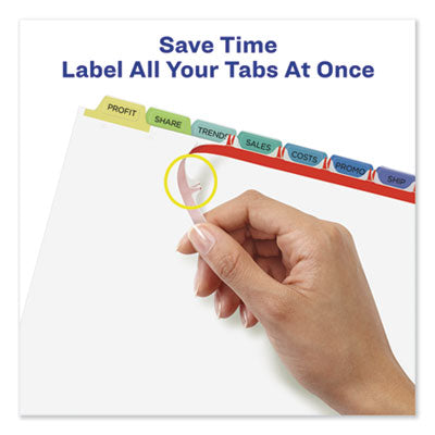 Print and Apply Index Maker Clear Label Dividers, 8-Tab, Color Tabs, 11 x 8.5, White, Contemporary Color Tabs, 5 Sets OrdermeInc OrdermeInc