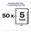 Print and Apply Index Maker Clear Label Dividers, 5-Tab, White Tabs, 11 x 8.5, White, 50 Sets OrdermeInc OrdermeInc