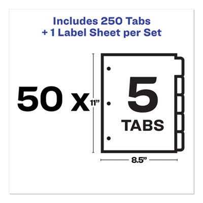 Print and Apply Index Maker Clear Label Dividers, 5-Tab, White Tabs, 11 x 8.5, White, 50 Sets OrdermeInc OrdermeInc