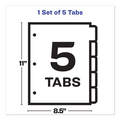 Print and Apply Index Maker Clear Label Dividers, Big Tab, 5-Tab, White Tabs, 11 x 8.5, White, 1 Set OrdermeInc OrdermeInc