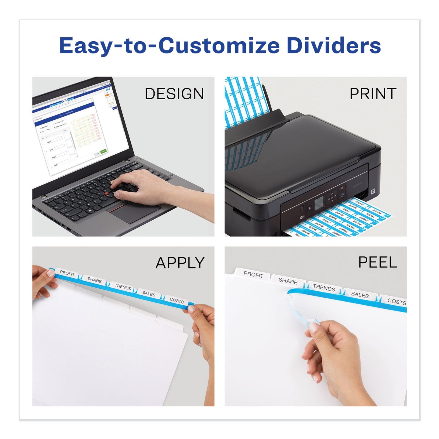 Print and Apply Index Maker Clear Label Dividers, 5-Tab, White Tabs, 11 x 8.5, White, 50 Sets OrdermeInc OrdermeInc