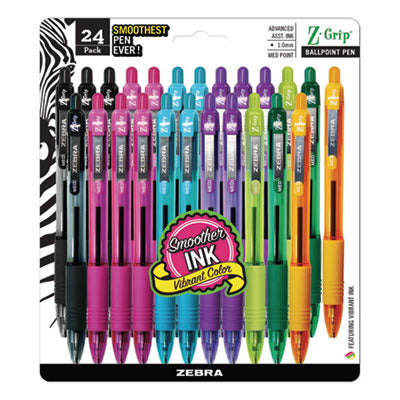 Z-Grip Ballpoint Pen, Retractable, Medium 1 mm, Assorted Artistic Ink Colors, Assorted Barrel Colors, 24/Pack OrdermeInc OrdermeInc