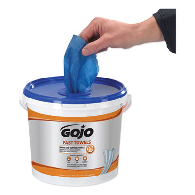 GOJO® FAST TOWELS Hand Cleaning Towels, Cloth, 9 x 10, Fresh Citrus, Blue, 225/Bucket OrdermeInc OrdermeInc