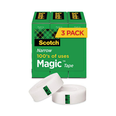 Scotch® Magic Tape Refill, 1" Core, 0.5" x 36 yds, Clear, 3/Pack - OrdermeInc