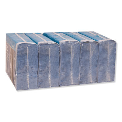 Industrial Paper Wiper, 4-Ply, 12.8 x 16.4, Unscented, Blue, 90/Pack, 5 Packs/Carton OrdermeInc OrdermeInc