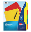 Avery® Heavy-Duty Plastic Dividers with Multicolor Tabs and White Labels , 5-Tab, 11 x 8.5, Assorted, 1 Set OrdermeInc OrdermeInc