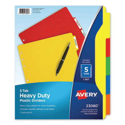 Avery® Heavy-Duty Plastic Dividers with Multicolor Tabs and White Labels , 5-Tab, 11 x 8.5, Assorted, 1 Set OrdermeInc OrdermeInc