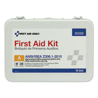 Unitized ANSI Compliant Class A Type III First Aid Kit for 25 People, 84 Pieces, Metal Case OrdermeInc OrdermeInc