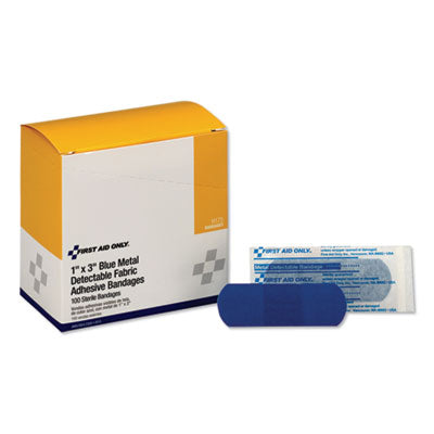 Adhesive Blue Metal Detectable Bandages, 1 x 3, Plastic with Foil, 100/Box, 12 Boxes/Carton OrdermeInc OrdermeInc