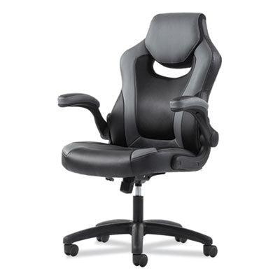 9-One-One High-Back Racing Style Chair with Flip-Up Arms, Supports Up to 225 lb, Black Seat, Gray Back, Black Base OrdermeInc OrdermeInc