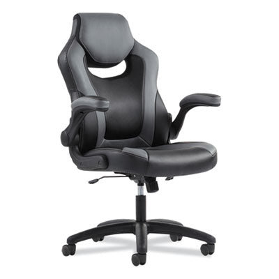 9-One-One High-Back Racing Style Chair with Flip-Up Arms, Supports Up to 225 lb, Black Seat, Gray Back, Black Base OrdermeInc OrdermeInc