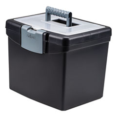 STOREX Portable File Box with Large Organizer Lid, Letter Files, 13.25" x 10.88" x 11", Black - OrdermeInc