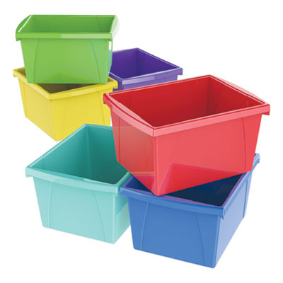 Storex Storage Bins, 4 gal, 10 x 12.63 x 7.75, Randomly Assorted Colors - OrdermeInc