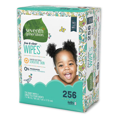 Seventh Generation® Free and Clear Baby Wipes, 7 x 7, Refill, Unscented, White, 256/Pack, 3 Packs/Carton OrdermeInc OrdermeInc