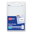 AVERY PRODUCTS CORPORATION Printable Adhesive Name Badges, 3.38 x 2.33, White, 100/Pack