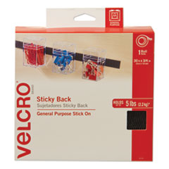 VELCRO® Brand Sticky-Back Fasteners, Removable Adhesive, 0.75" x 30 ft, Black OrdermeInc OrdermeInc