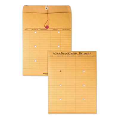 Quality Park™ Brown Kraft String/Button Interoffice Envelope, #97, Two-Sided Five-Column Format, 52-Entries, 10 x 13, Brown Kraft, 100/CT OrdermeInc OrdermeInc