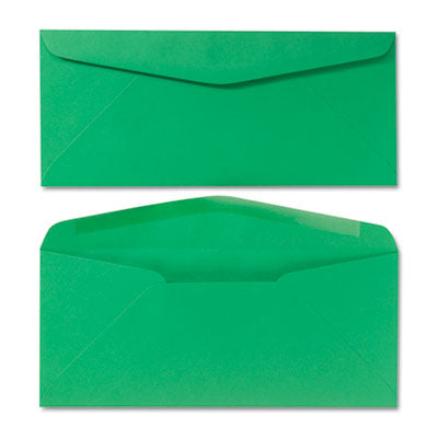 Quality Park™ Colored Envelope, #10, Commercial Flap, Gummed Closure, 4.13 x 9.5, Green, 25/Pack - OrdermeInc