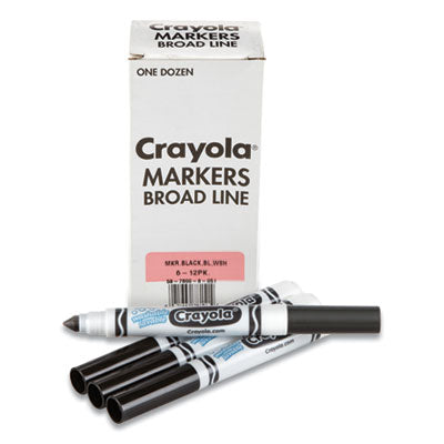 BINNEY & SMITH / CRAYOLA Broad Line Washable Markers, Broad Bullet Tip, Black, 12/Box - OrdermeInc