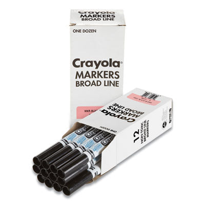 BINNEY & SMITH / CRAYOLA Broad Line Washable Markers, Broad Bullet Tip, Black, 12/Box - OrdermeInc