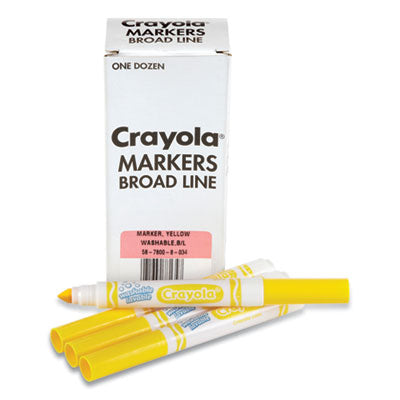 BINNEY & SMITH / CRAYOLA Broad Line Washable Markers, Broad Bullet Tip, Yellow, 12/Box - OrdermeInc