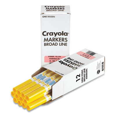 BINNEY & SMITH / CRAYOLA Broad Line Washable Markers, Broad Bullet Tip, Yellow, 12/Box - OrdermeInc