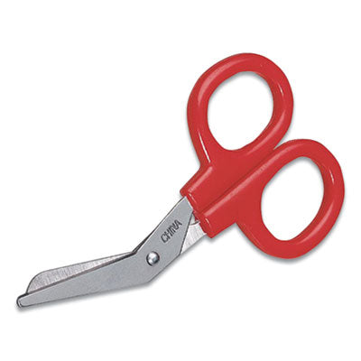 Angled First Aid Kit Scissors, Rounded Tip, 4" Long, 1.5" Cut Length, Red Offset Handle OrdermeInc OrdermeInc