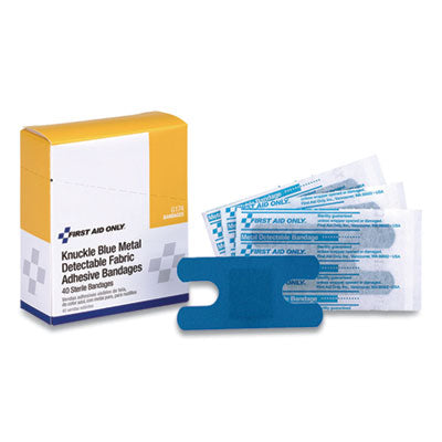 Blue Metal Detectable Fabric Adhesive Bandages, Four-Wing Knuckle, 1.5 x 3, 40/Box OrdermeInc OrdermeInc