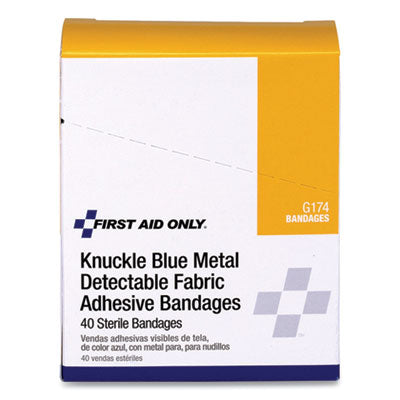 Blue Metal Detectable Fabric Adhesive Bandages, Four-Wing Knuckle, 1.5 x 3, 40/Box OrdermeInc OrdermeInc