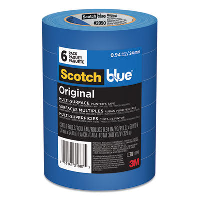 3M/COMMERCIAL TAPE DIV. Original Multi-Surface Painter's Tape, 3" Core, 0.94" x 60 yds, Blue, 6/Pack