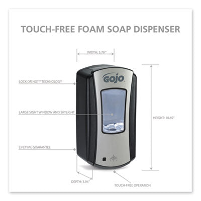 LTX-12 Touch-Free Dispenser, 1,200 mL, 5.75 x 3.33 x 10.5, Brushed Chrome/Black OrdermeInc OrdermeInc