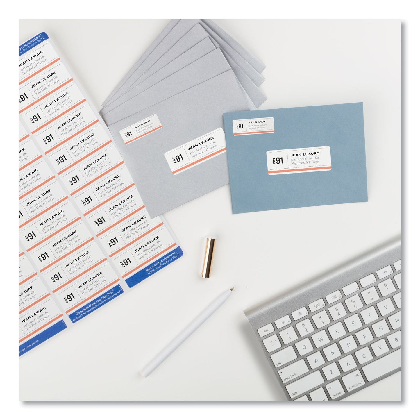 Easy Peel White Address Labels w/ Sure Feed Technology, Laser Printers, 1 x 2.63, White, 30/Sheet, 250 Sheets/Pack