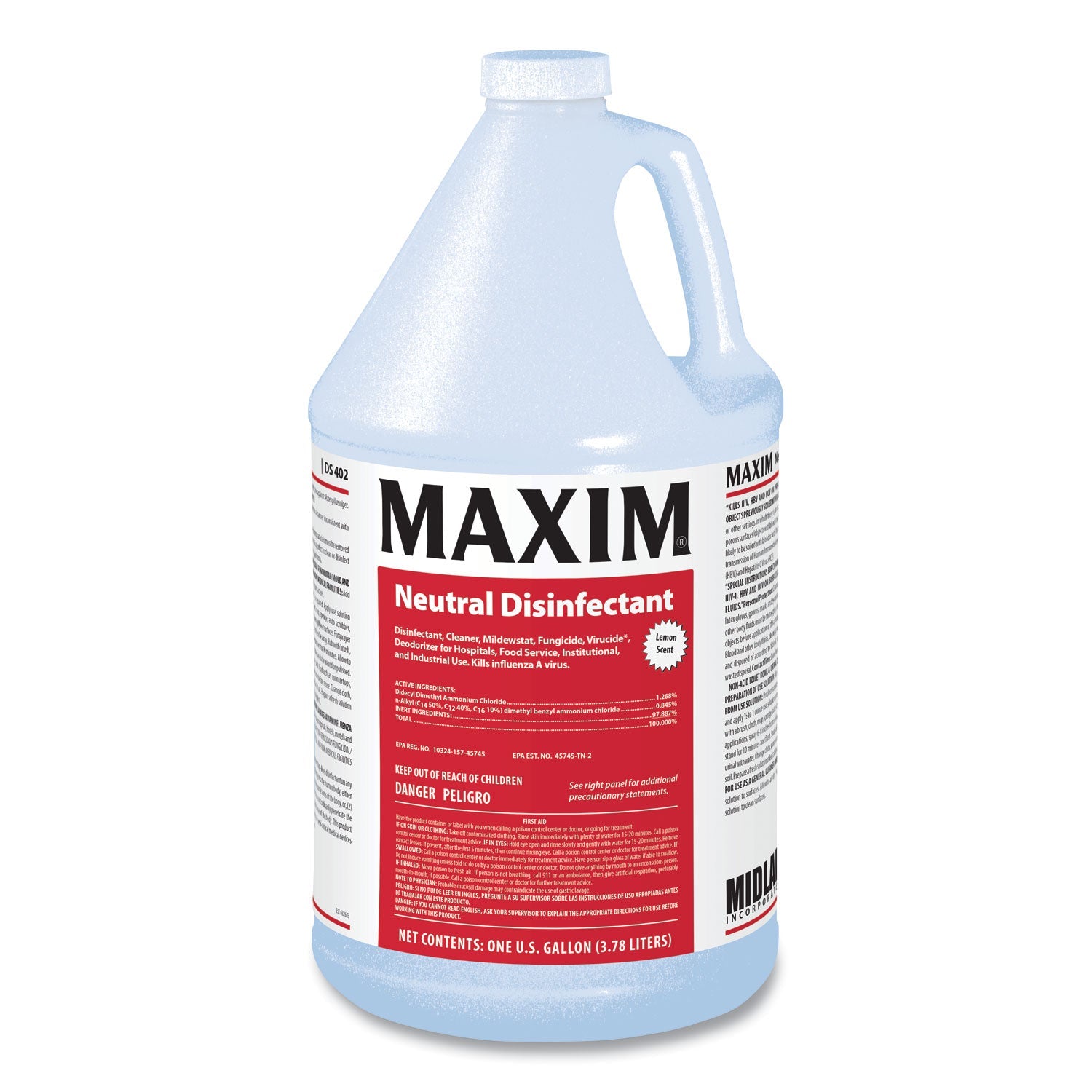 Neutral Disinfectant, Lemon Scent, 1 gal Bottle, 4/Carton - OrderMe