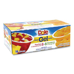DOLE FOOD CO Fruit in Gel Cups, Mandarins/Orange, Peaches/Strawberry, 4.3 oz Cups, 16 Cups/Carton, Ships in 1-3 Business Days - OrdermeInc