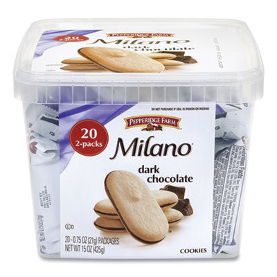 Pepperidge Farm® Milano Dark Chocolate Cookies, 0.75 oz Pack, 20 Packs/Box, Ships in 1-3 Business Days  Ships in 1-3 business days OrdermeInc OrdermeInc