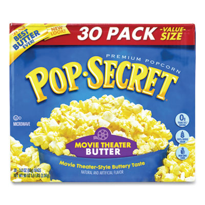 Pop Secret® Microwave Popcorn, Movie Theater Butter, 3 oz Bags, 30/Carton, Ships in 1-3 Business Days OrdermeInc OrdermeInc