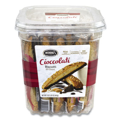 Nonni's® Biscotti, Dark Chocolate Almond, 0.85 oz Individually Wrapped, 25/Pack, Ships in 1-3 Business Days  Ships in 1-3 business days OrdermeInc OrdermeInc
