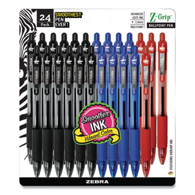 Z-Grip Ballpoint Pen, Retractable, Medium 1 mm, Assorted Ink and Barrel Colors, 24/Pack OrdermeInc OrdermeInc