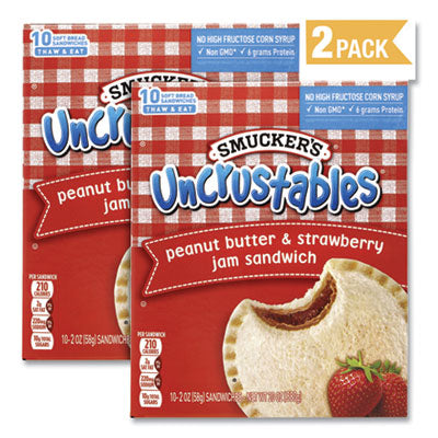 UNCRUSTABLES Soft Bread Sandwiches, Strawberry Jam, 2 oz, 10/Box, 2 Boxes/Carton, Ships in 1-3 Business Days OrdermeInc OrdermeInc