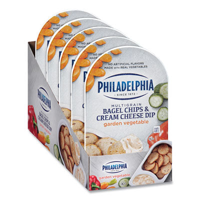 Multigrain Bagel Chips and Garden Vegetable Cream Cheese Dip, 2.5 oz, 5/Carton OrdermeInc OrdermeInc