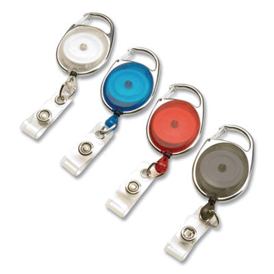 BadgeMates Belt Clip Badge Reels, 36" Extension, Assorted Colors, 4/Pack OrdermeInc OrdermeInc