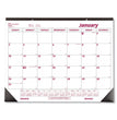 REDIFORM OFFICE PRODUCTS Monthly Desk Pad Calendar, 22 x 17, White/Burgundy Sheets, Black Binding, Black Corners, 12-Month (Jan to Dec): 2024