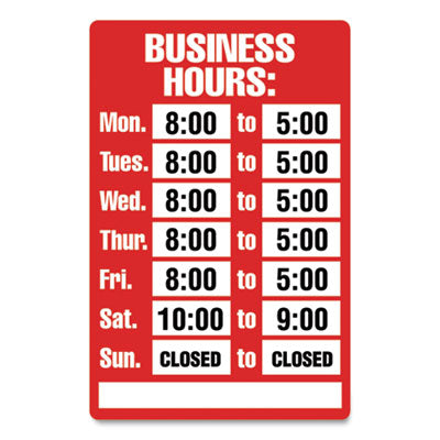 Open/Closed Business Hours Sign Kit, 8 x 12, Red OrdermeInc OrdermeInc