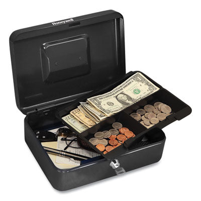Cash Management Box, Removable Cash Tray, 7.9 x 6.5 x 3.5, Steel, Black OrdermeInc OrdermeInc