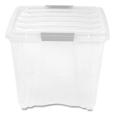 Stack and Pull Latching Flat Lid Storage Box, 13.5 gal, 22" x 16.5" x 13.03", Clear OrdermeInc OrdermeInc